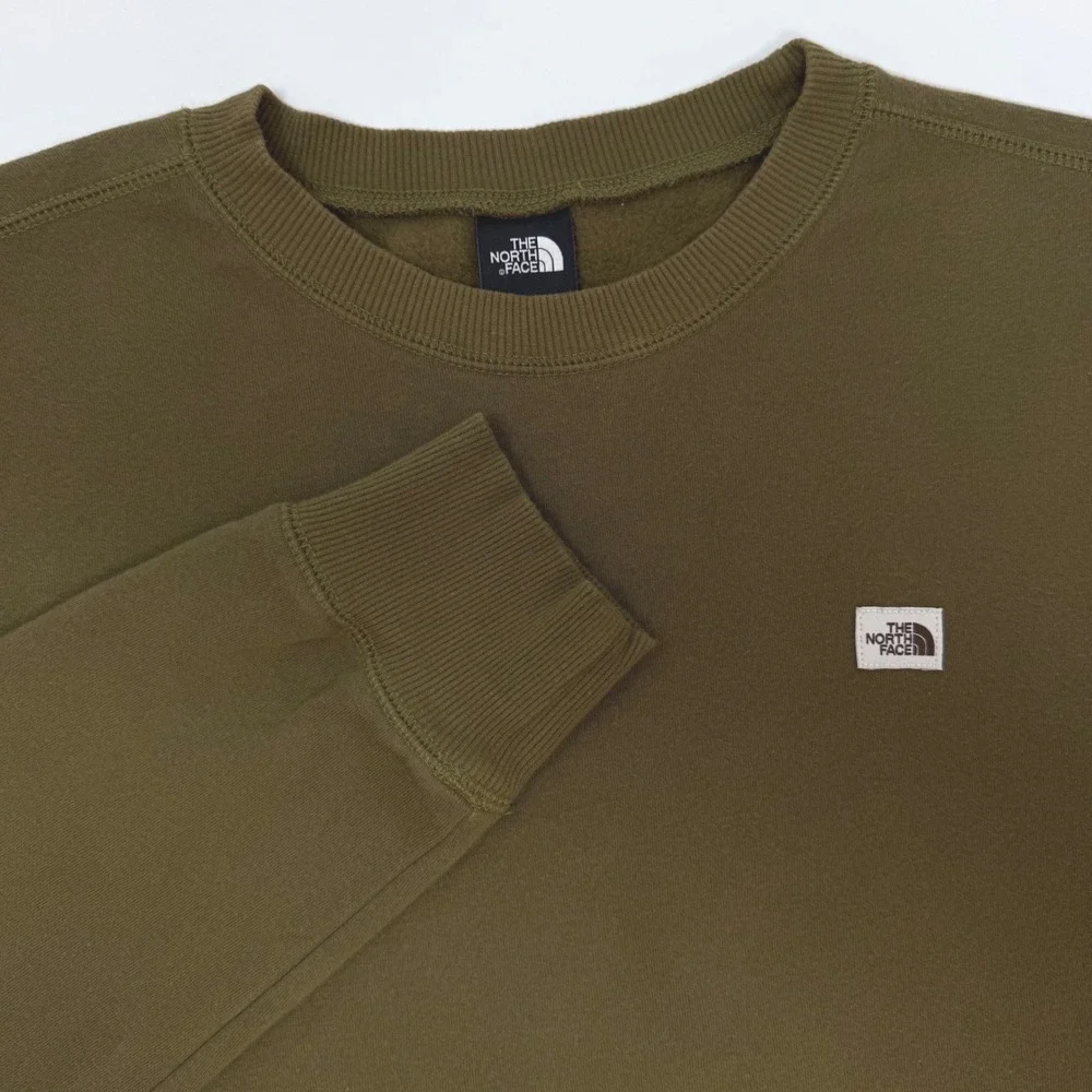 The North Face Mens Heritage Patch Crewneck Sweatshirt Olive Green A55TM Large